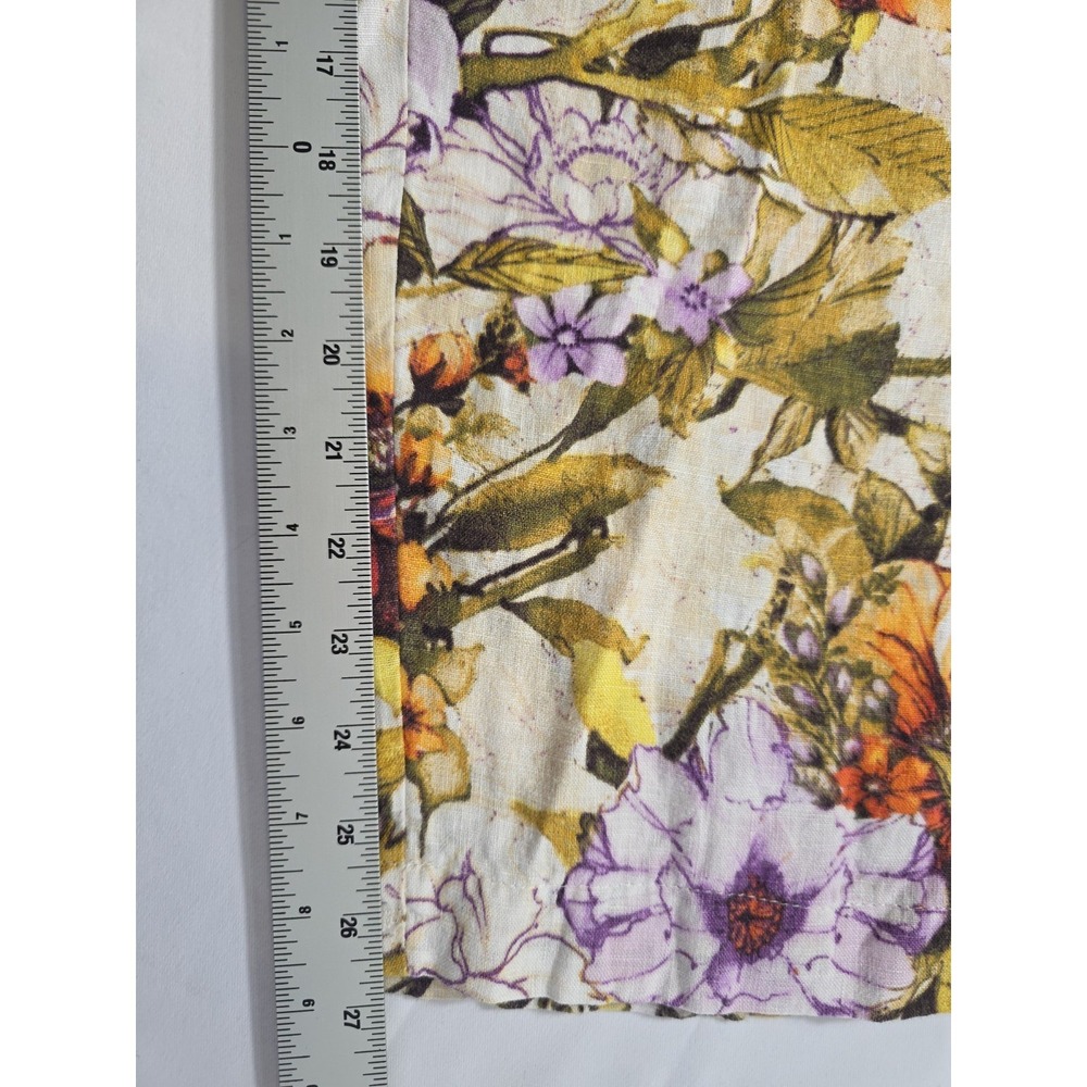 Chico's Linen Floral Pants Women's Size 16 XL Boho Tropical Pull On Wide Leg - Picture 5 of 9